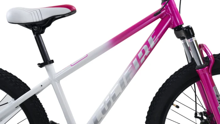 Lucifire Vintage White & Pink frame and saddle detail