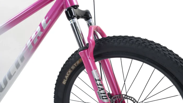 Lucifire Vintage White & Pink suspension fork and front wheel